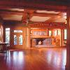 Newly restored, view is of unfurnished living room from dining room.  Original entry, inglenook and other features were largely intact.  Only their finishes had to be restored.  We selected earthy paint colors to complement quartered oak trim and terra cotta pavers.